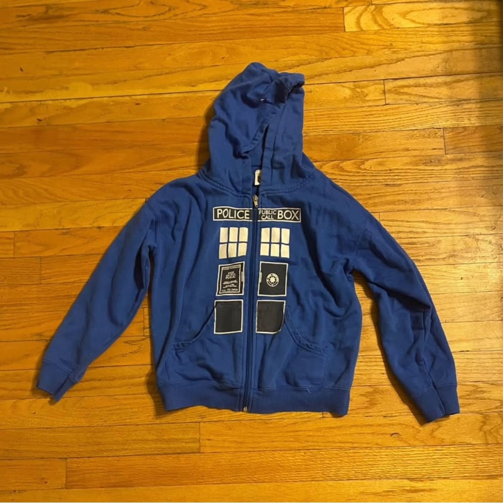Navy Blue TARDIS Design Jacket with Hood